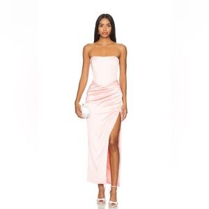 BARDOT Everlasting Satin Midi Dress in Soft Pink